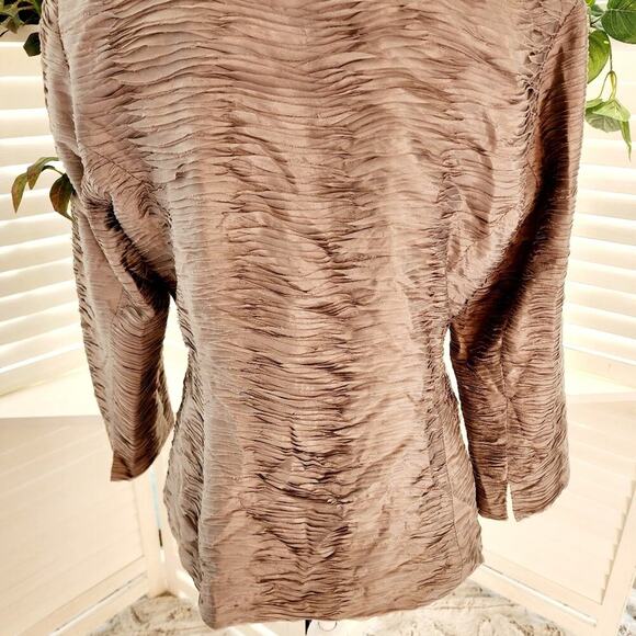 EILEEN FISHER SILK RAW EDGE LAYERD SILVER/GRAY JACKET SIZE SMALL - Picture 5 of 7